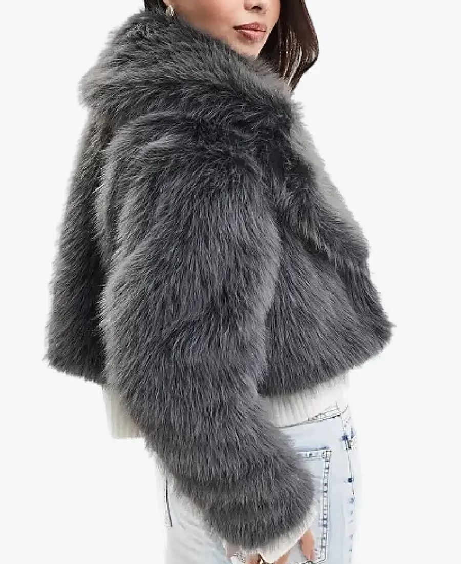 Shop The Women’s Selfridge Crop Faux Fur Jacket Grey Rare Jacket