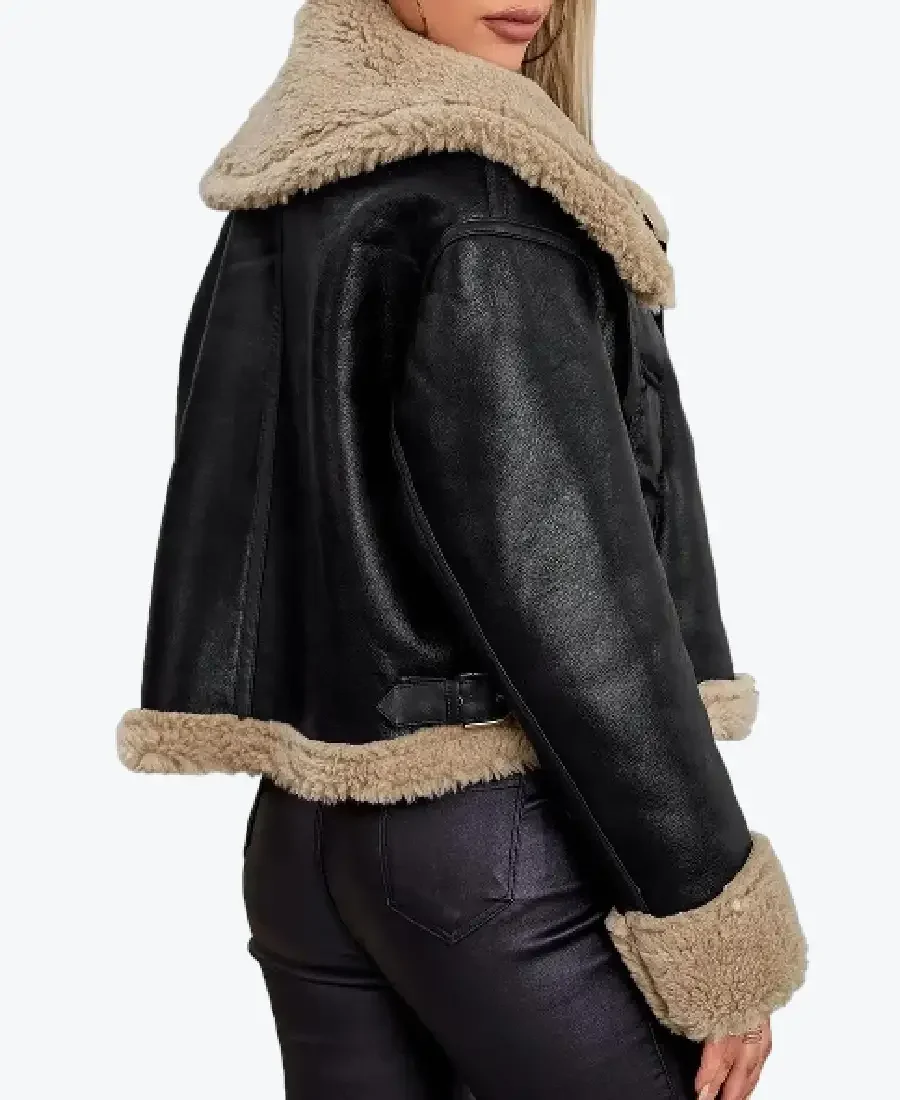 Shop The Women's Solid Black Leather Shearling Jackets Rare Jacket