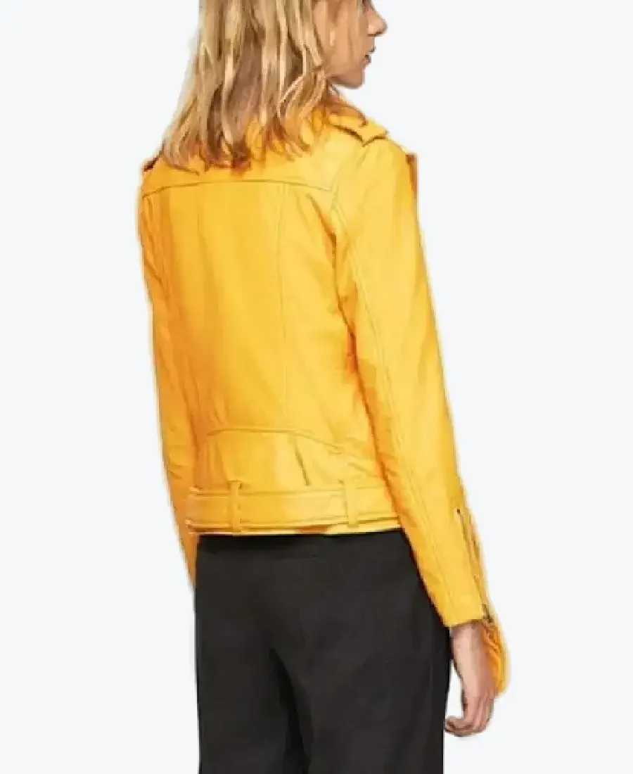 Shop The Women’s Yellow Moto Genuine Leather Jackets Rare Jacket