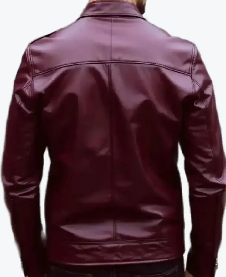 Shop the Men's Burgundy Cowhide Leather Moto Jackets Rare Jacket