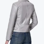 Shop the Women Grey Leather Biker Jackets Rare Jacket