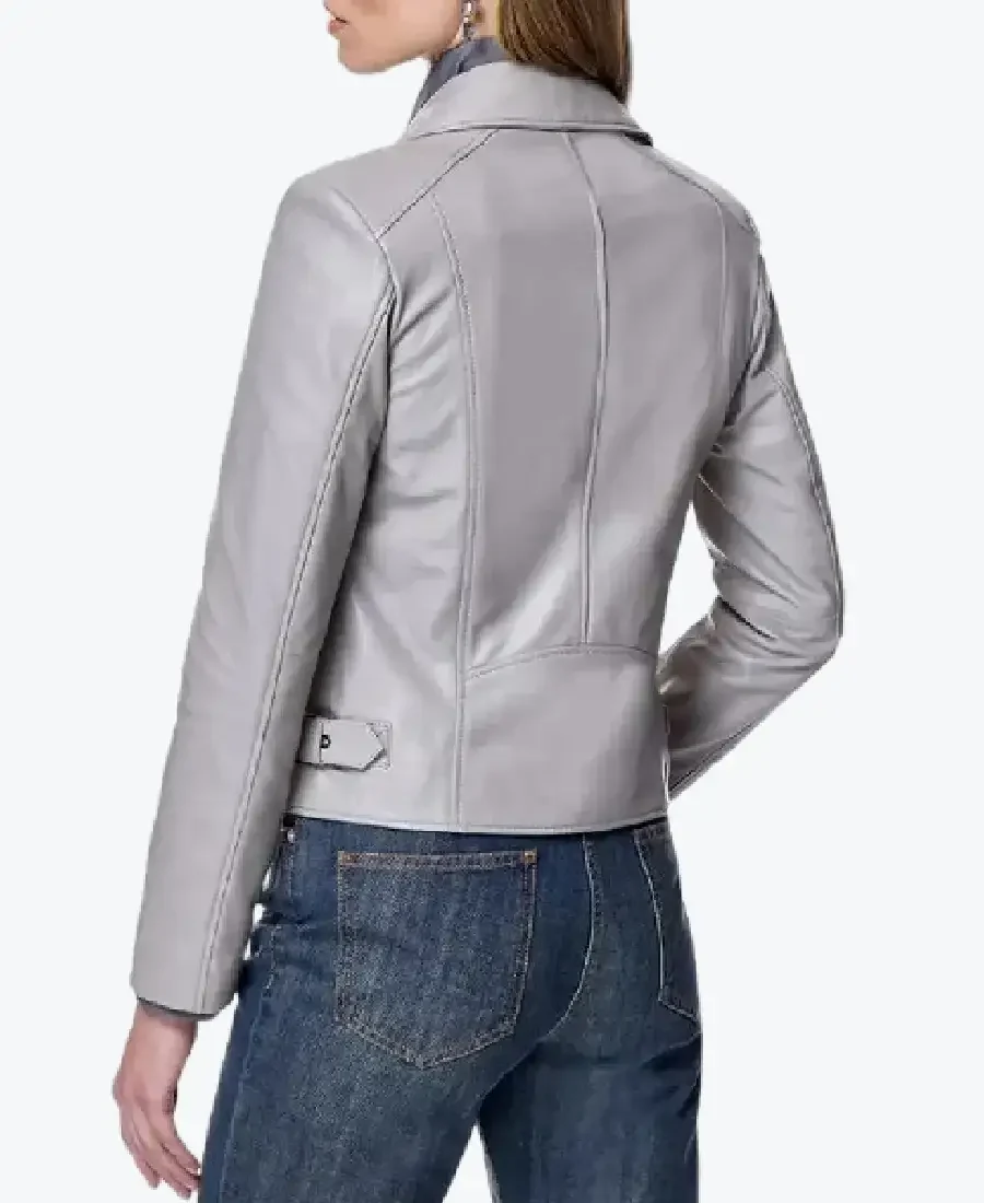 Shop the Women Grey Leather Biker Jackets Rare Jacket