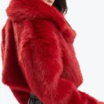 Shop the Women’s Selfridge Crop Faux Fur Jacket Red Rare Jacket