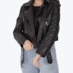 Twiggy Black Leather Biker Jackets Rare Jacket