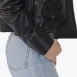Women Adeline Black Biker Jacket Sleeves Rare Jacket