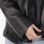 Women Ariana Black Biker Jacket Sleeves Rare Jacket