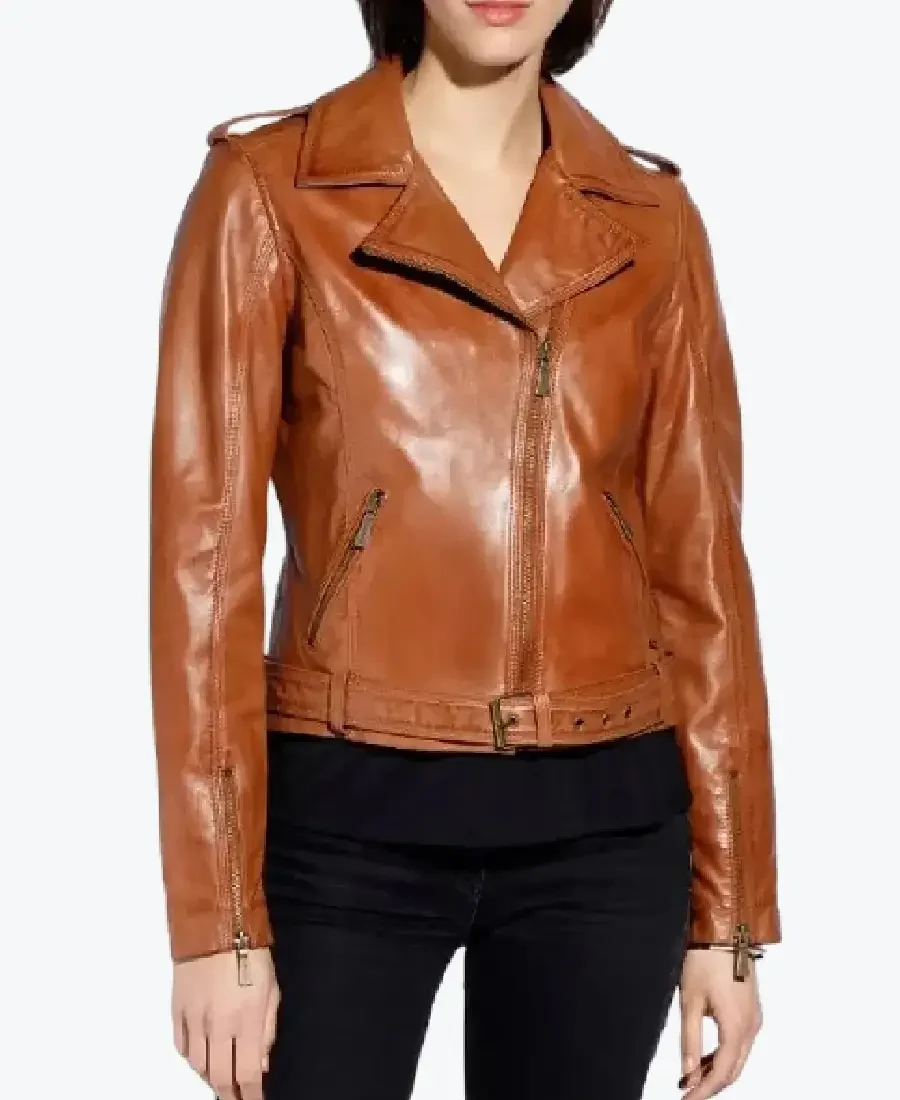 Women Brown Leather Motorcycle Jackets Rare Jacket