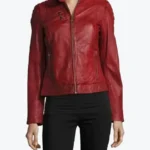 Women Merlot Red Leather Biker Jackets Rare Jacket
