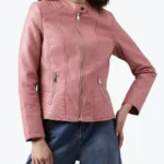 Women Pink Cafe Racer Quilted Leather Jackets Rare Jacket
