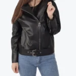 Women Samara Black Leather Biker Jackets Rare Jacket