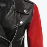 Women Slim Fit Two-Tone Motorcycle Jacket Collar Rare Jacket