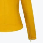 Women Yellow Modern Leather Biker Jacket Sleeves Rare Jacket