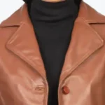 Women's Alexis Brown Single Breasted Leather Coat Collar - Rare Jackets