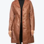 Women's Alexis Brown Single Breasted Leather Coat Front - Rare Jackets