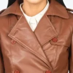 Women’s Alice Brown Double Breasted Leather Coat Collar Rare Jacket