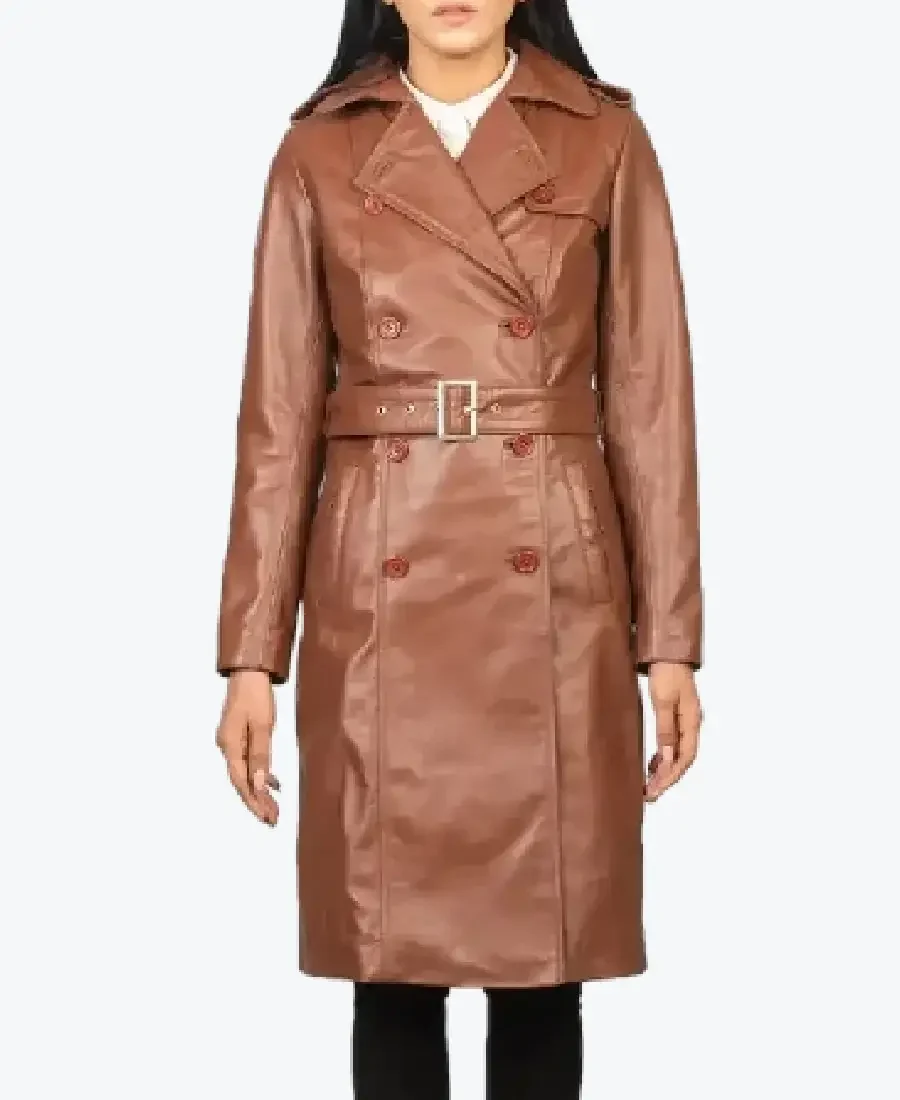 Women’s Alice Brown Double Breasted Leather Coats Rare Jacket