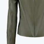 Women’s Asymmetrical Green Leather Motorcycle Jacket Sleeves Rare Jacket