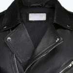 Women's Black Cafe Racer Leather Jacket Collar Rare Jacket