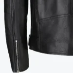 Women's Black Cafe Racer Leather Jacket Sleeves Rare Jacket