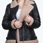 Women’s Black Leather Sharpa Jackets Rare Jacket