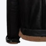 Women’s Black Leather Shearling Jacket Sleeves Rare Jacket
