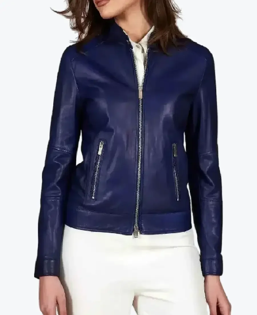 Women’s Blue Cafe Racer Leather Jackets Rare Jacket