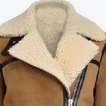 Women’s Brown B-3 Bomber Suede Jacket Collar Rare Jacket