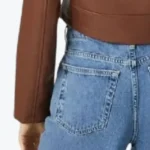 Women’s Brown Cropped Motorcycle Leather Jacket Sleeves Rare Jacket