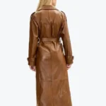 Women's Brown Lambskin Leather Long Trench Coat Back - Rare Jackets