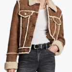 Women’s Brown Shearling Leather Trucker Jackets Rare Jacket