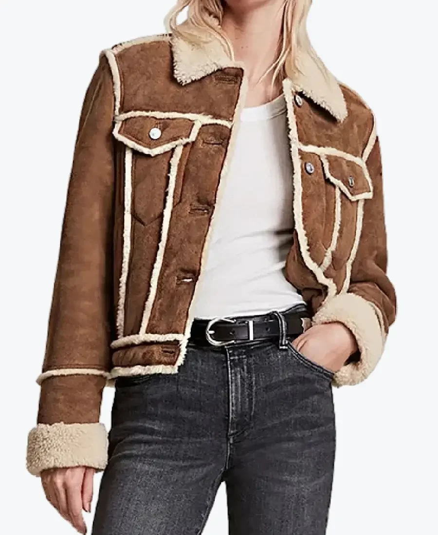 Women’s Brown Shearling Leather Trucker Jackets Rare Jacket