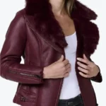 Women’s Burgundy Aviator Leather Jackets