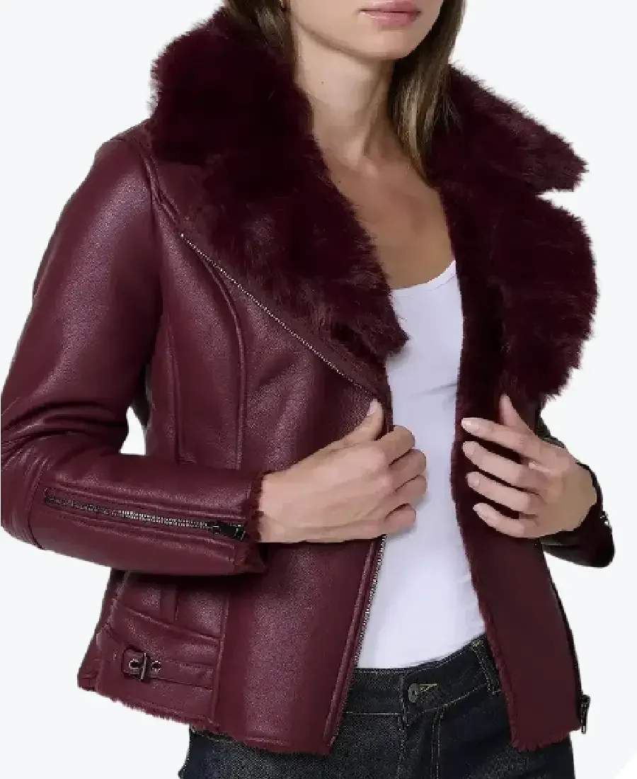 Women’s Burgundy Aviator Leather Jackets