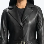 Women’s Moonlight Black Leather Coats Collar Rare Jacket