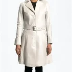 Women's Moonlight Off White Leather Trench Coat