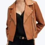Women’s Mustard Brown Biker Leather Jackets Rare Jacket