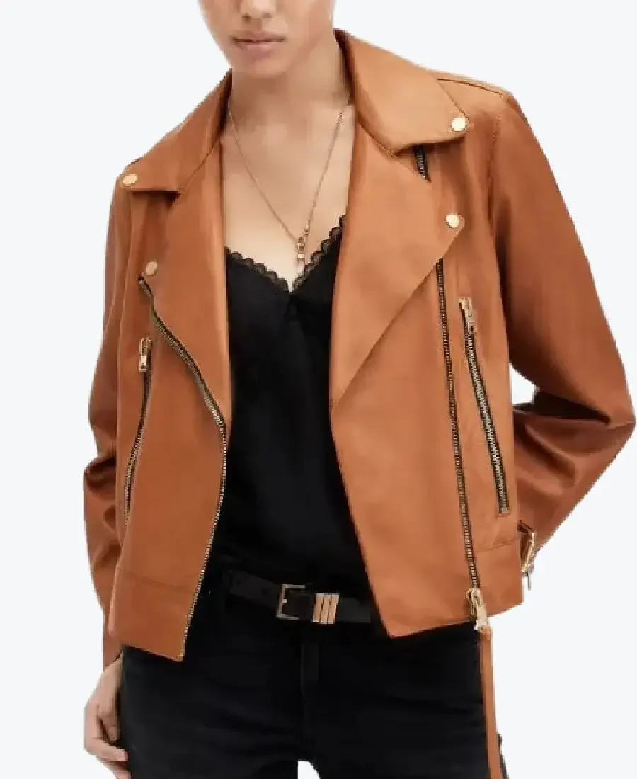 Women’s Mustard Brown Biker Leather Jackets Rare Jacket