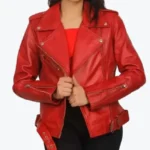 Women’s Red Moto Leather Biker Jackets Rare Jacket