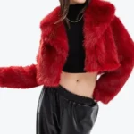 Women’s Selfridge Crop Faux Fur Jacket Red Rare Jacket