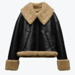 Women's Solid Black Leather Shearling Jackets Rare Jacket