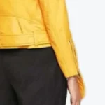 Women’s Yellow Moto Genuine Leather Jacket Sleeves Rare Jacket