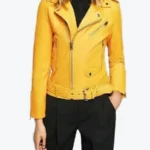 Women’s Yellow Moto Genuine Leather Jackets Rare Jacket