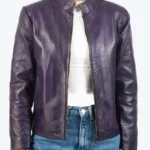 Brandy Women’s Purple Biker Leather Jacket - Rare Jackets