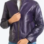 Brandy Women’s Purple Biker Leather Jacket Front - Rare Jackets
