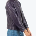 Brandy Women’s Purple Biker Leather Jacket Side - Rare Jackets