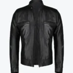 Cafe Racer Black Moto Biker Jacket Front - Rare Jackets