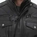 Daniel Men’s Black Leather Motorcycle Jacket Collar Rare Jacket