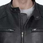 David Black Moto Cafe Racer Biker Leather Jacket Collar Rare Jacket