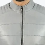 Harry Men’s Grey Leather Biker Jacket Collar Rare Jacket