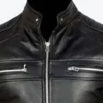 James Men’s Black Biker Cafe Racer Jacket Collars Rare Jacket